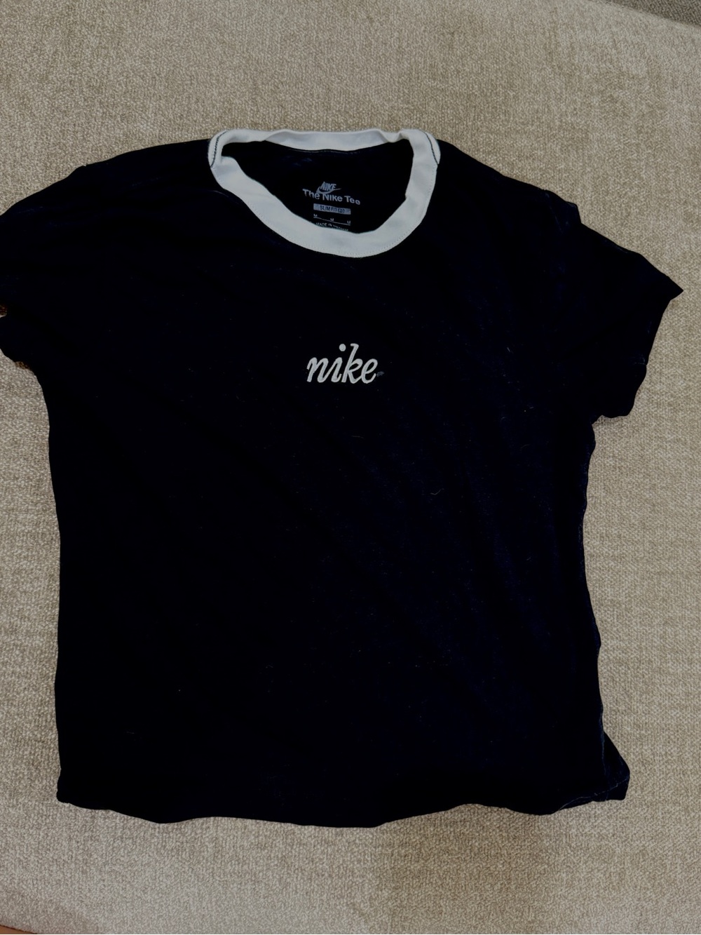 Nike Black Crop Top with White Trim